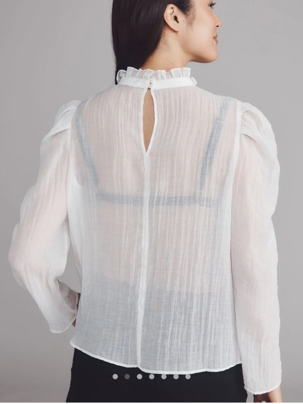 Anthropologie Maeve Sheer Mock Neck Long Sleeve Blouse